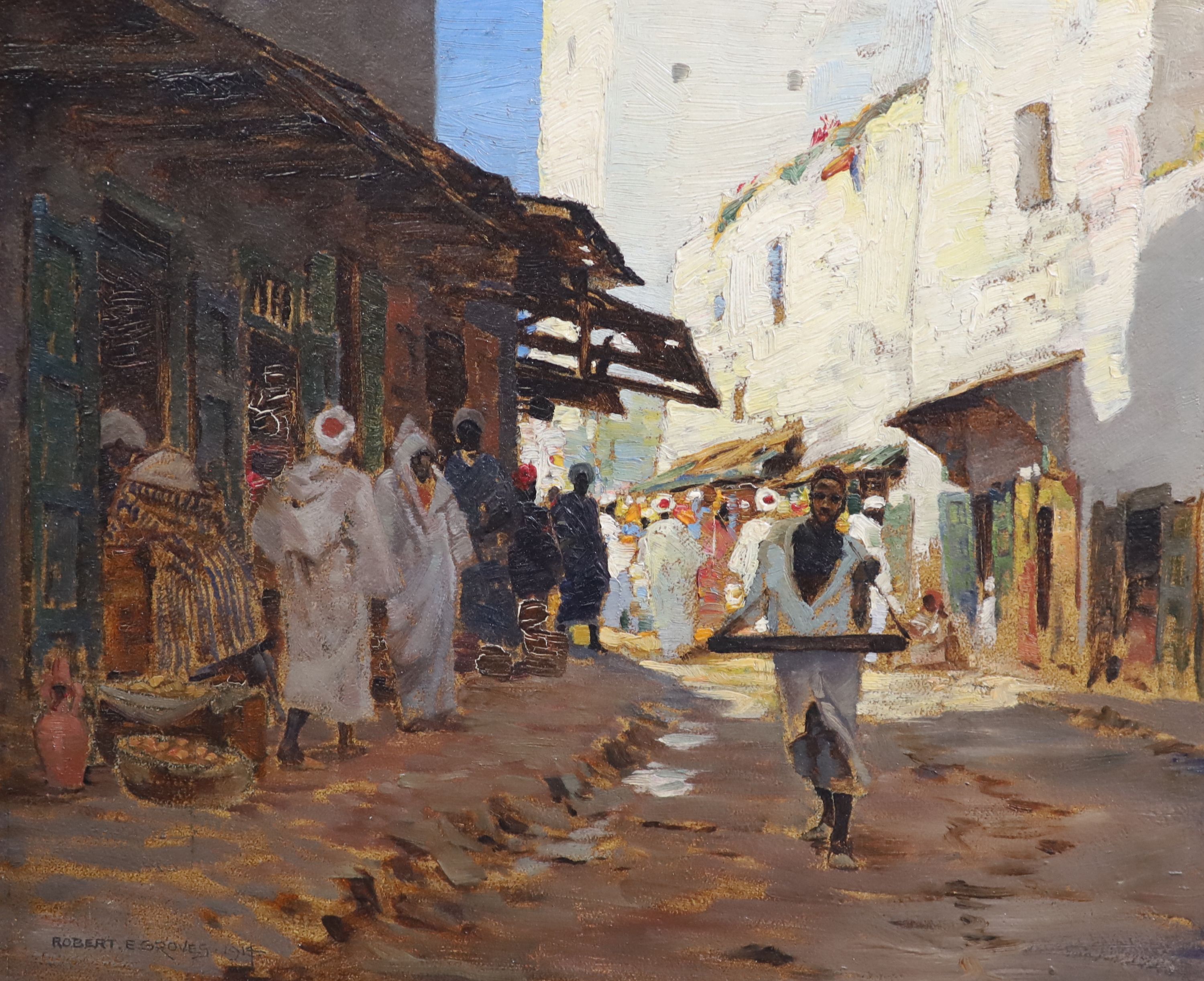 Robert E. Groves (1866-1944), In Casablanca, Morocco, oil on board, 29 x 34.5